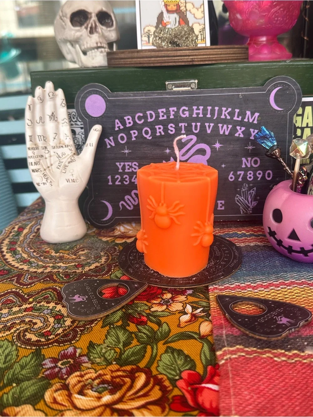 Spider Web Pillar Candle | Halloween Decor